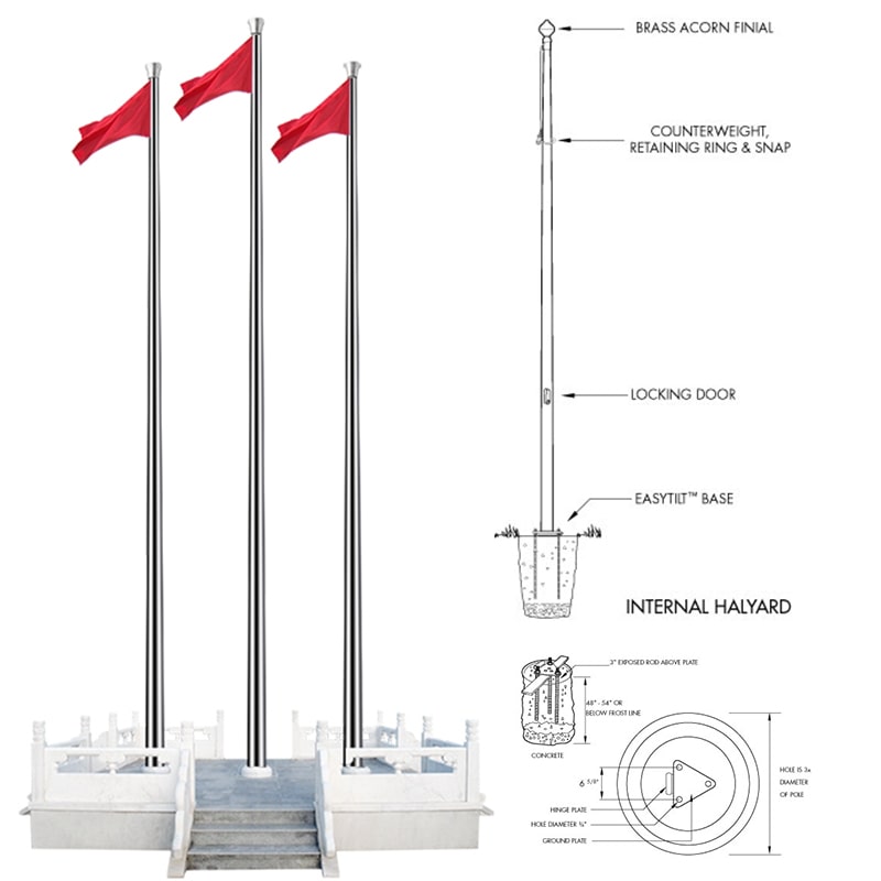 Customized Flagpole Stainless Steel Material Flag pole - Anjoy Global