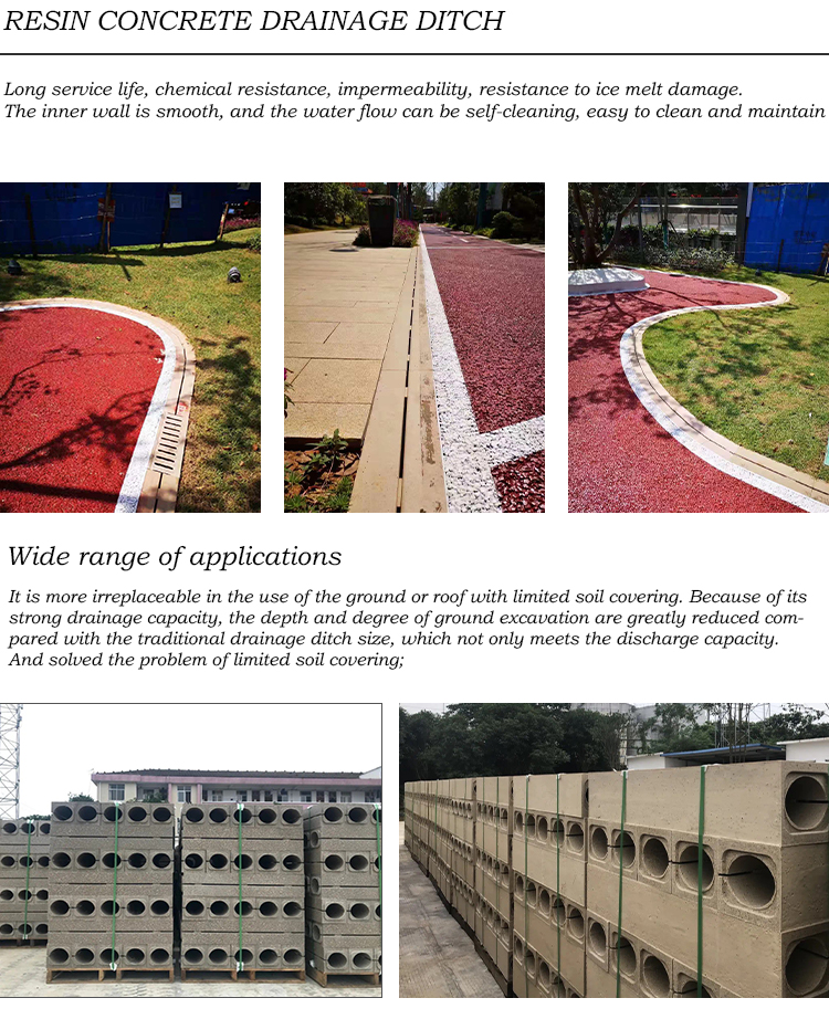 Resin concrete integrated drainage ditch