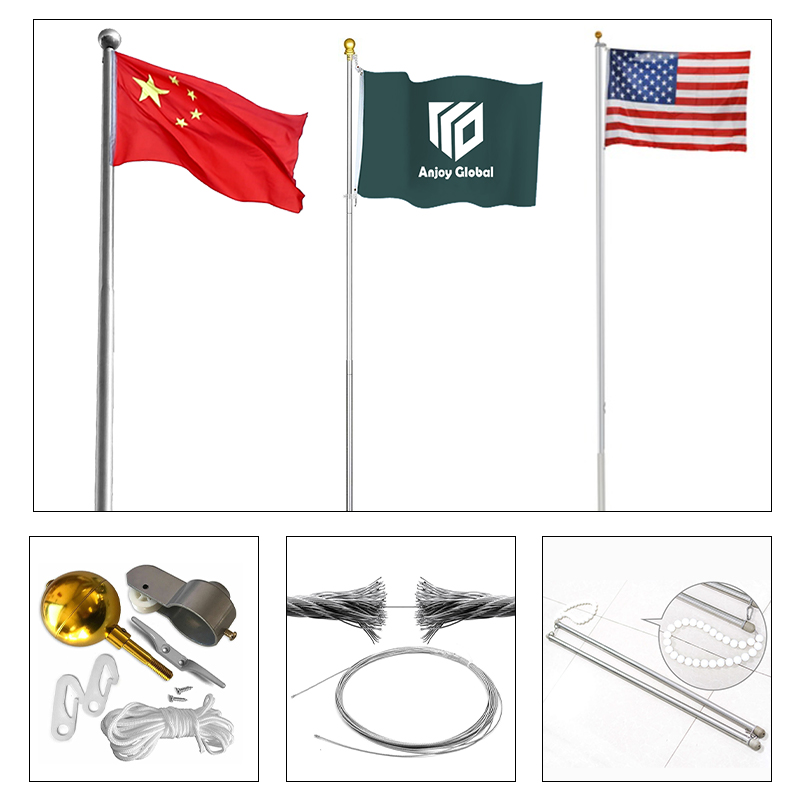 Anjoy stainless steel indoor flag pole electric automatic flagpole flagpole hot sale